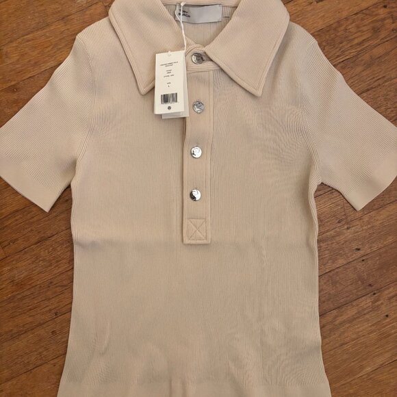 NWT Tory Burch Viscose Ribbed Polo Sweater Size Large Cream Color - Picture 3 of 4